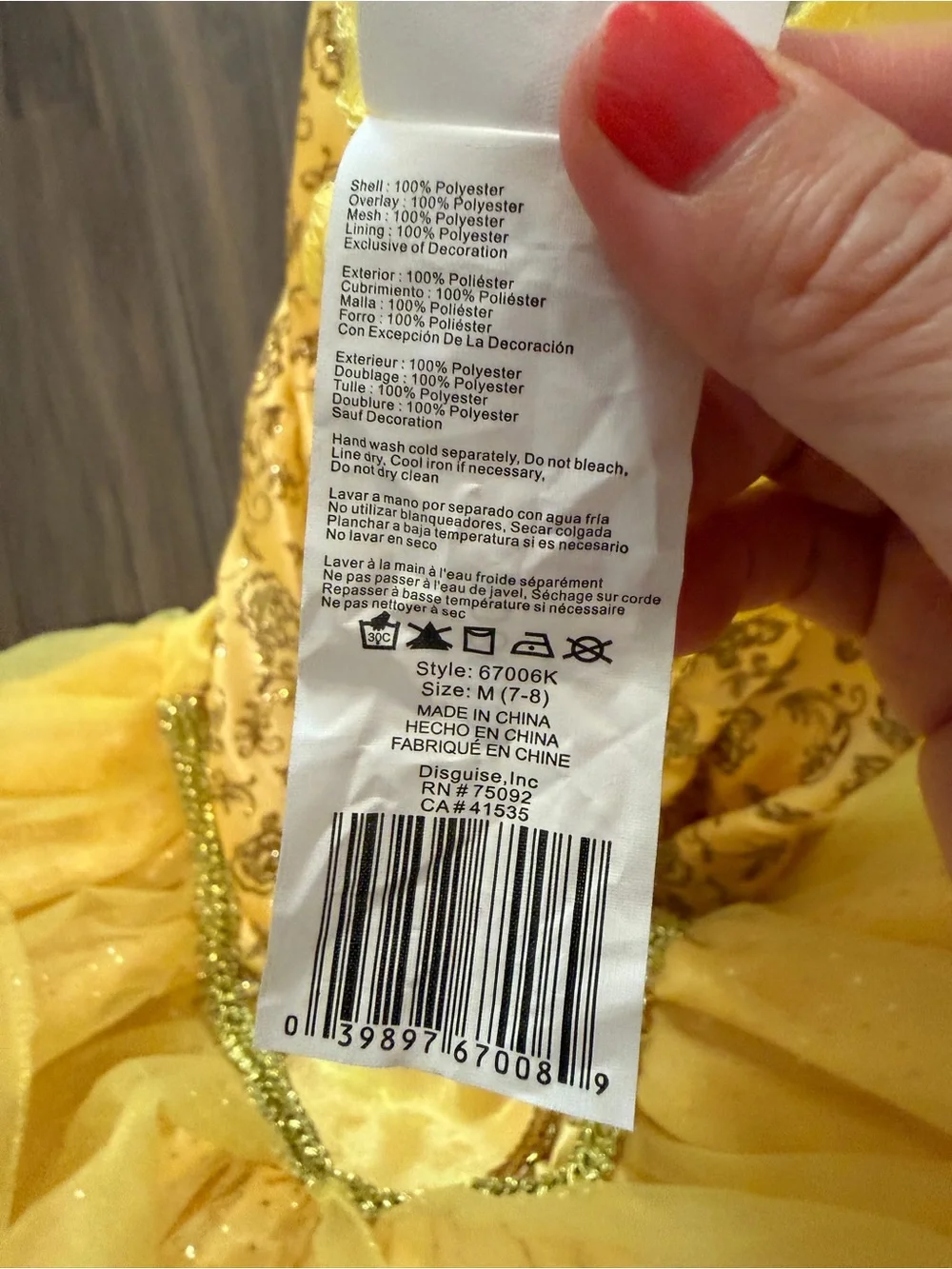 Disney Princess Belle girl sz M (7-8) Dress Costume Party, Halloween